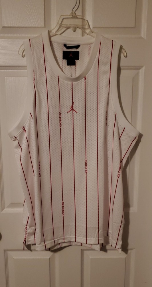Air Jordan Basketball Jersey Mens XL White Red Pinstripe New DM1380 100