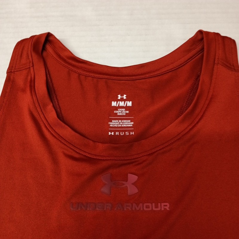 Under Armour Tank Top Men's M Medium Rust Brown Cut Off Loose Muscle Workout gallery