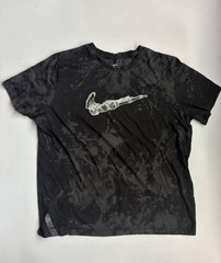 Nike Dri-FIT Skeleton Swoosh Shirt Mens XL Black Bleach Wash Graphic Training T