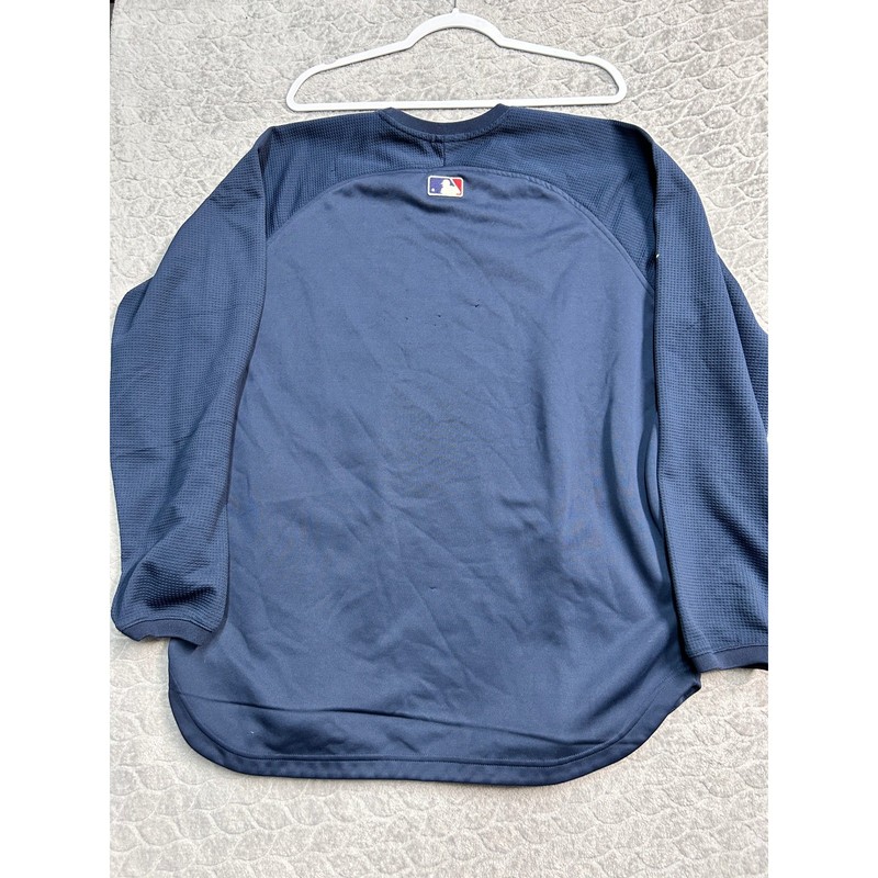 Majestic Atlanta Braves Authentic Therma Base Pullover Navy Blue Mens 42 Large gallery