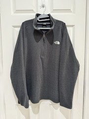 The North Face Mens XXL Pullover Grey Fleece Quarter Zip Sweater Shirt Jacket