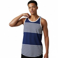 RC Chereskin compression tank Men L (C36-38)/blue+white stripes/spandex stretch