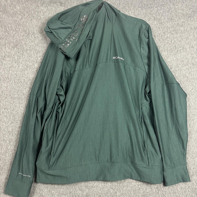 Columbia Shirt Mens XL Green Hooded Long Sleeve Omni-Shade Sun Hiking UPF gallery