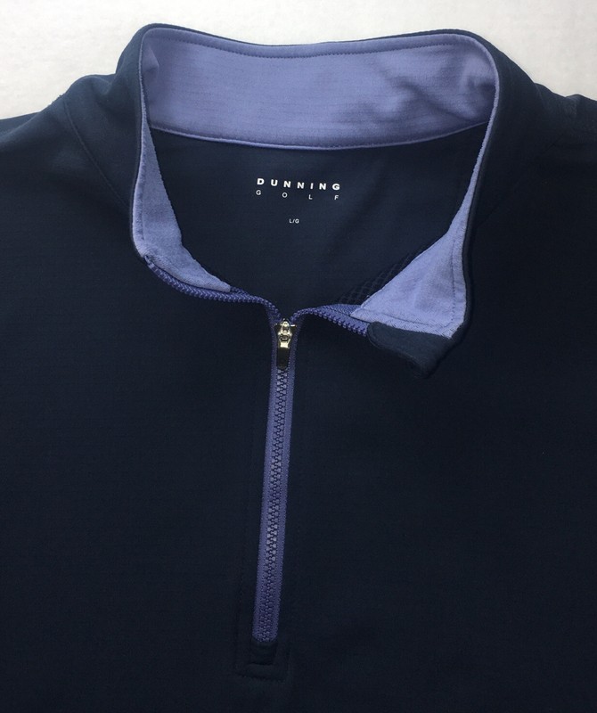 Dunning Golf Pullover 1/4 Zip Long Sleeve Blue Polyester Light Weight Men’s LG. gallery