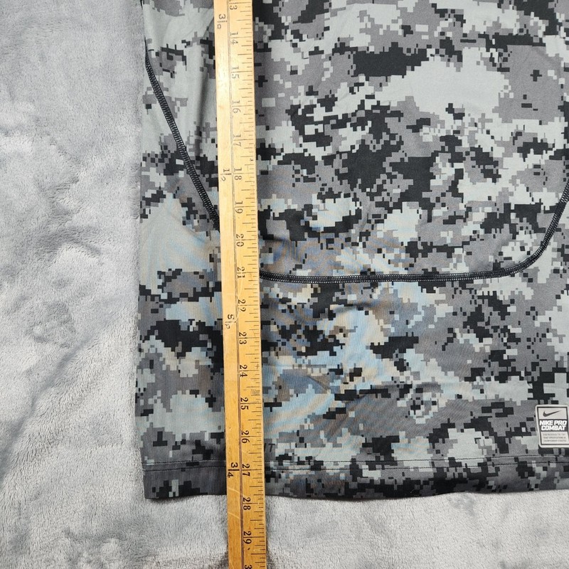 NIKE Pro Combat Shirt Men's Large Gray Black Digital Camo Dri-Fit Compression gallery
