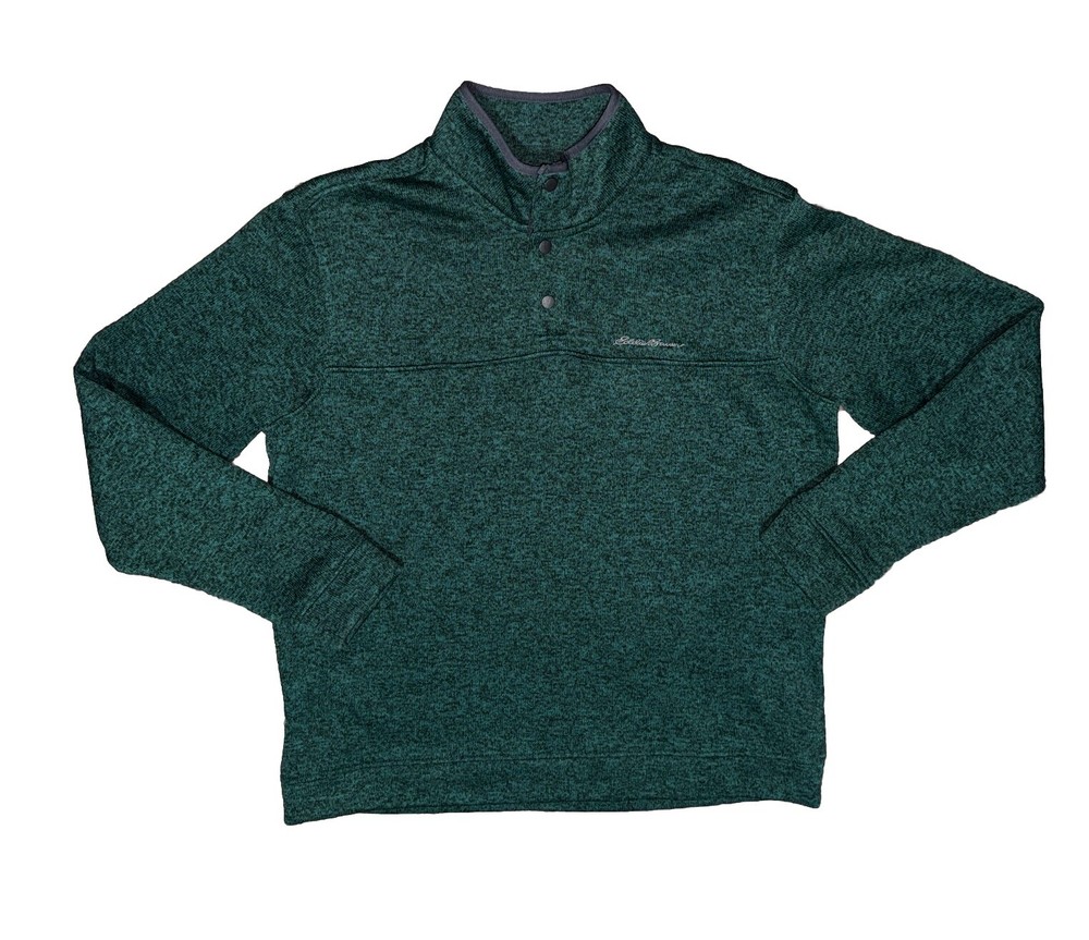 Eddie Bauer Radiator Green Fleece Snap Front Pullover Shirt Size XL