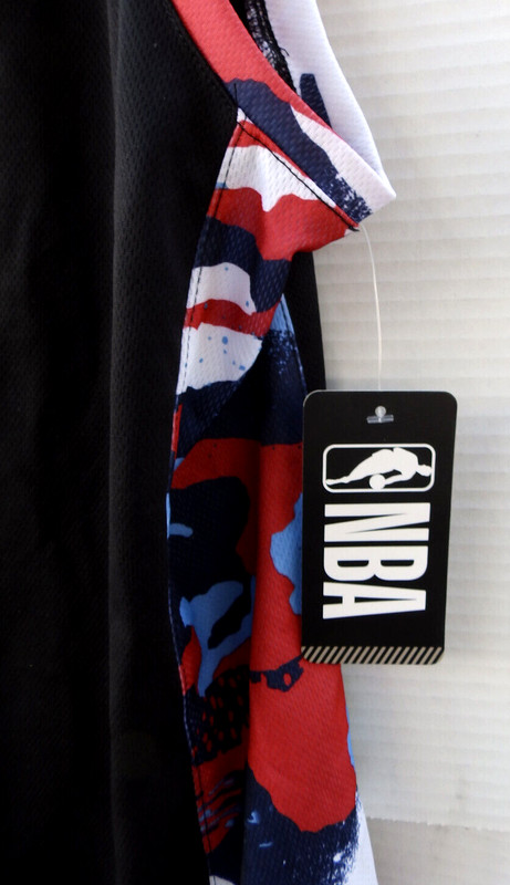 NBA Tank Top Mens Medium Black Multicolor Camo Sides Basketball Sports $30 NWT gallery