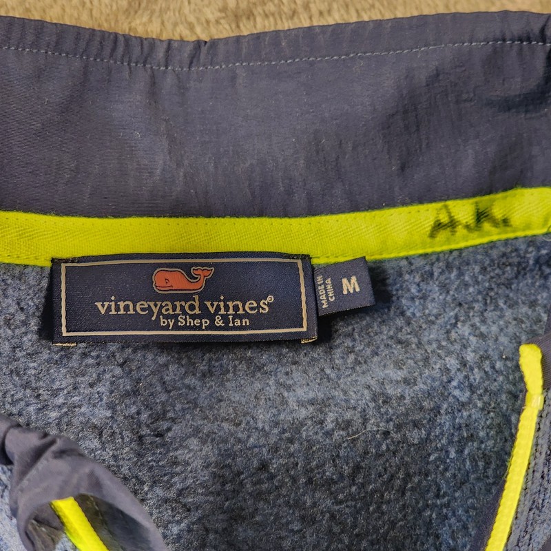 Vineyard Vines Men's Medium Blue Shep Shirt Quarter-Zip Terry Pullover Whale gallery