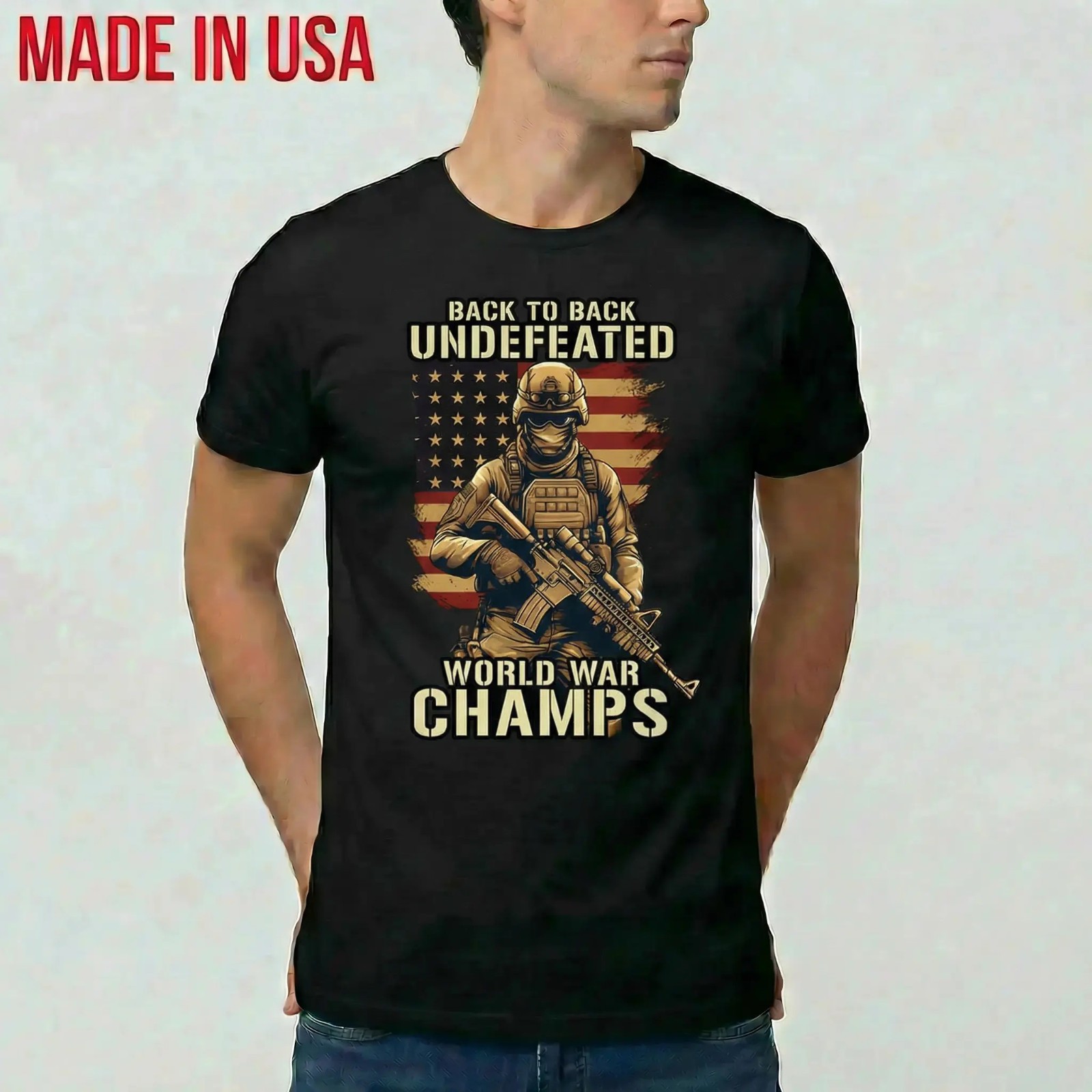 NEW Patriotic Back to Back Undefeated Military SHIRT SIZE S-2XL MADE IN USA gallery