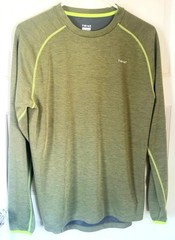 Hind Mens Active Olive Green/Lime Stitching Long Sleeve Logo Performance Top S