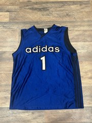 Vtg 2002 Adidas Streetball Basketball Jersey XL Blue Satin Stitched Spell Out 1