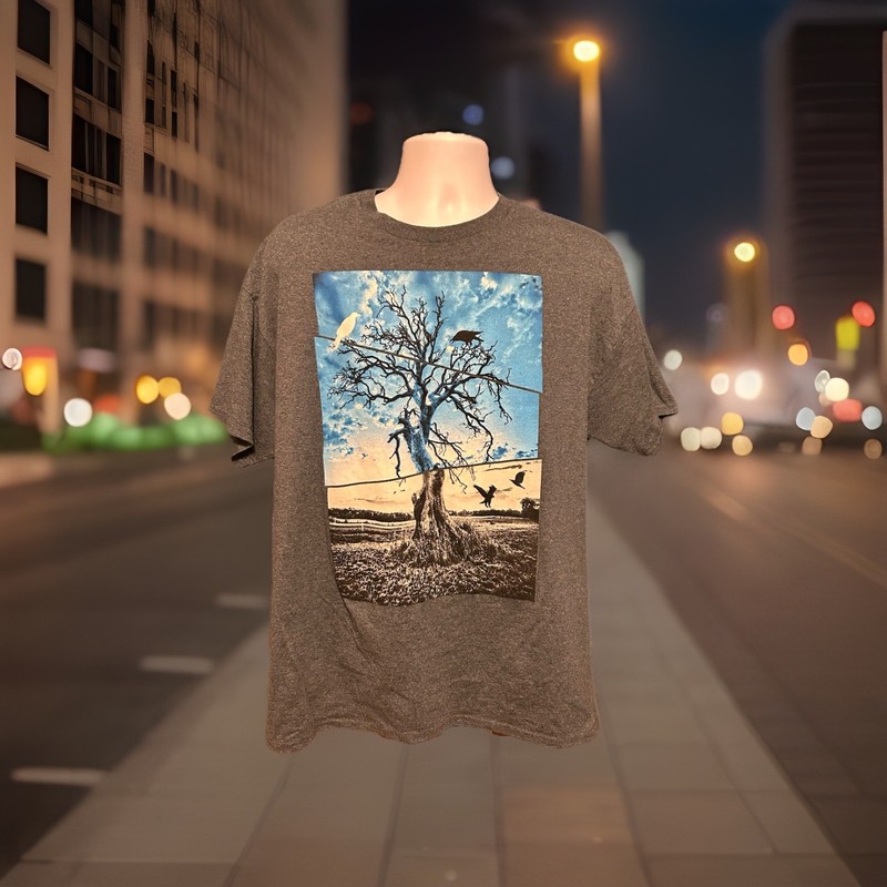 Tony Hawk Skateboarding Nature T Shirt Men XL Gray Short Sleeve Birds Trees gallery