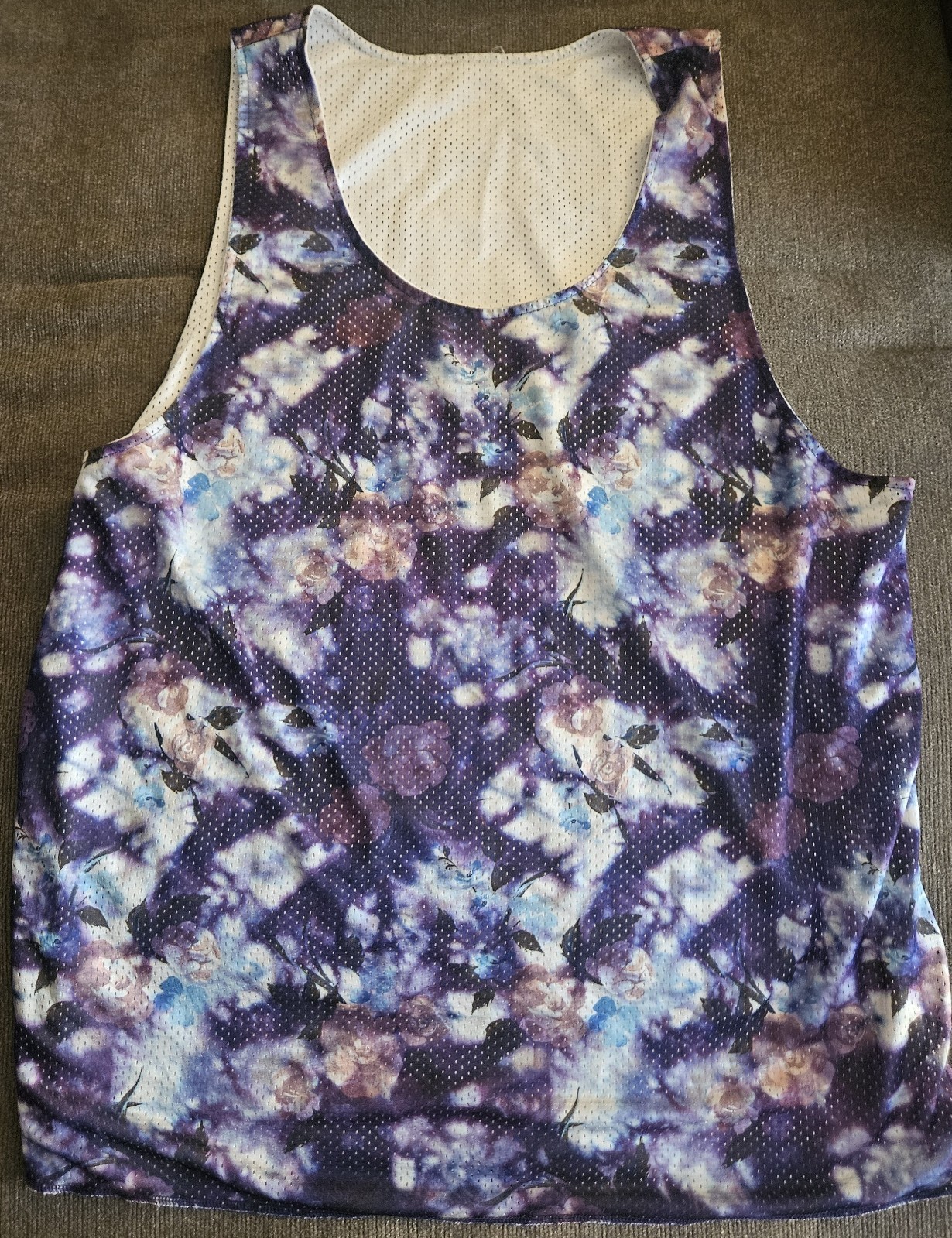 '90s Urban Floral Reversible Men's Basketball Jersey Tank Top XL Vintage RARE!🏀 gallery
