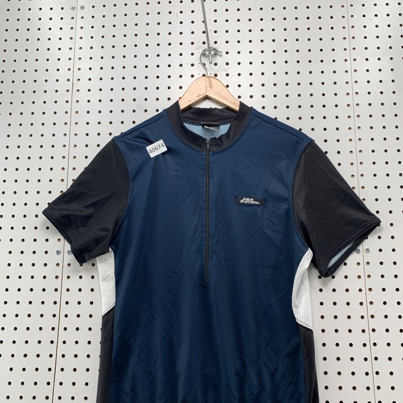 Vintage 90s No Fear Cylcing Jersey Mens Large Blue 1/2 Zip Pullover USA 20x27 gallery