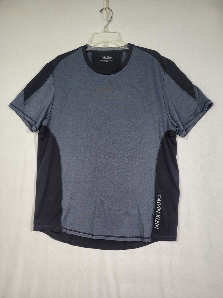 Calvin Klein Performance Shirt Men Size L Stretch Dry Tech Active Black Gray