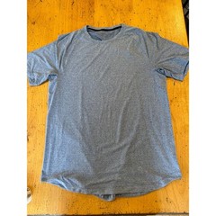 Lululemon Drysense Large Blue Heathered Short Sleeve Training Shirt Curved Hem