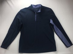 Dunning Golf Pullover 1/4 Zip Long Sleeve Blue Polyester Light Weight Men’s LG.