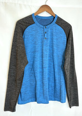 Lululemon Metal Vent Tech Men’s Large Blue Black Long Sleeve Henley T-Shirt Tee