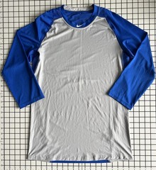 Nike Pro Cool Raglan 3/4 Sleeve MLB Baseball Tee Shirt Men’s Medium Grey/Blue