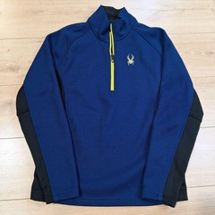 Spyder Outbound 1/4 Zip Pullover Mens Medium Blue Black Long Sleeve Fleece Ski