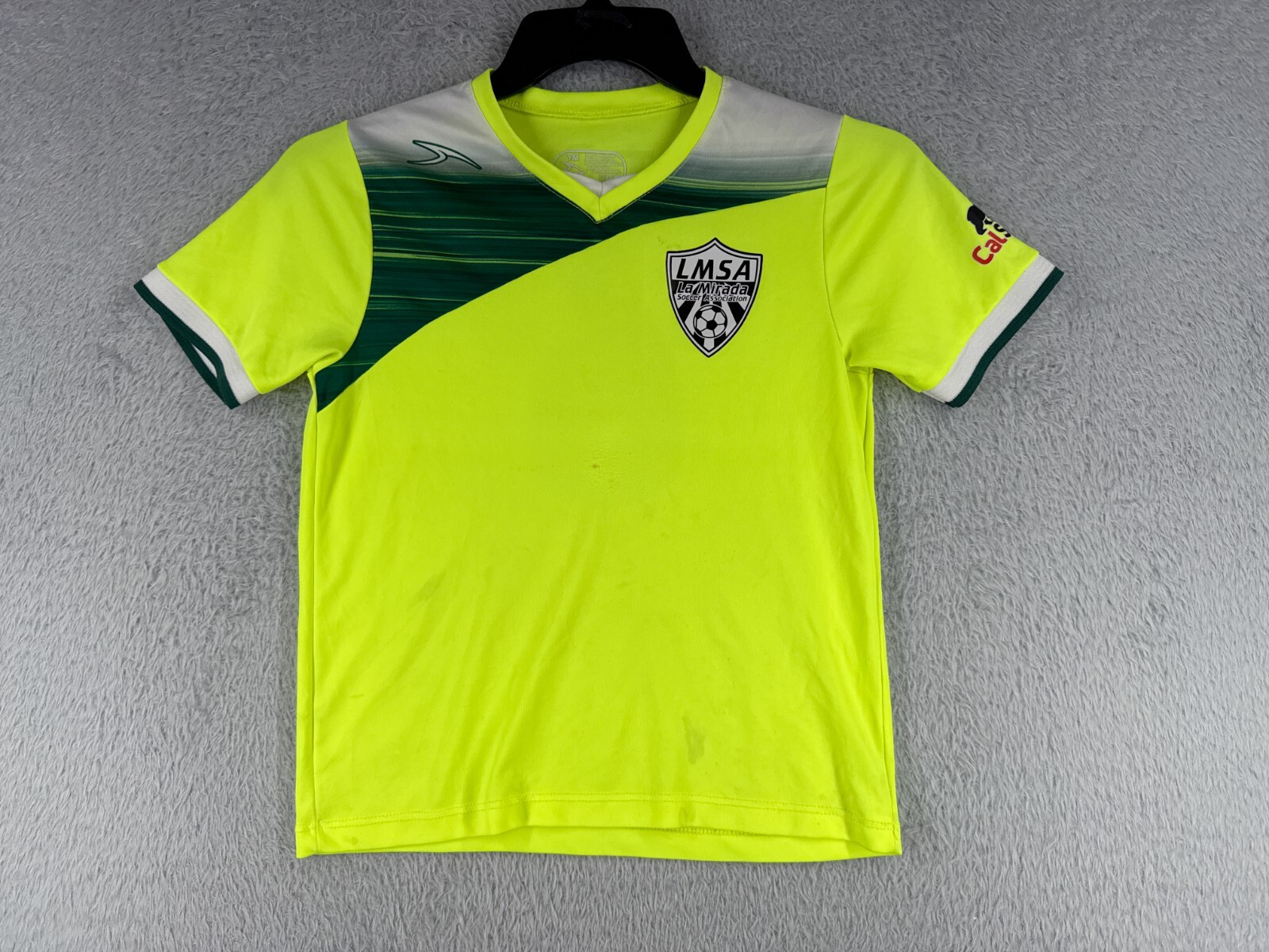 VINTAGE Score Soccer Jersey Youth Medium Yellow La Miranda Poly #6 Tito gallery