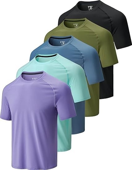 5 Pack Men’s Active Quick Dry Crew Neck T Shirts | Athletic Running Gym Workout gallery
