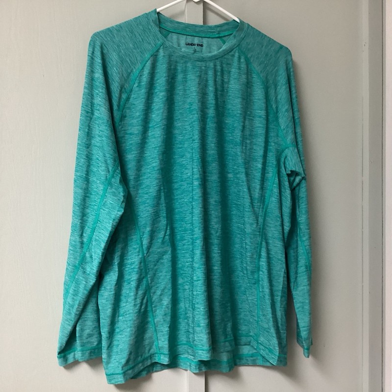 Lands End Long Sleeve Athletic Pullover Shirt - Mens Size L 42-44 Teal Stretch gallery