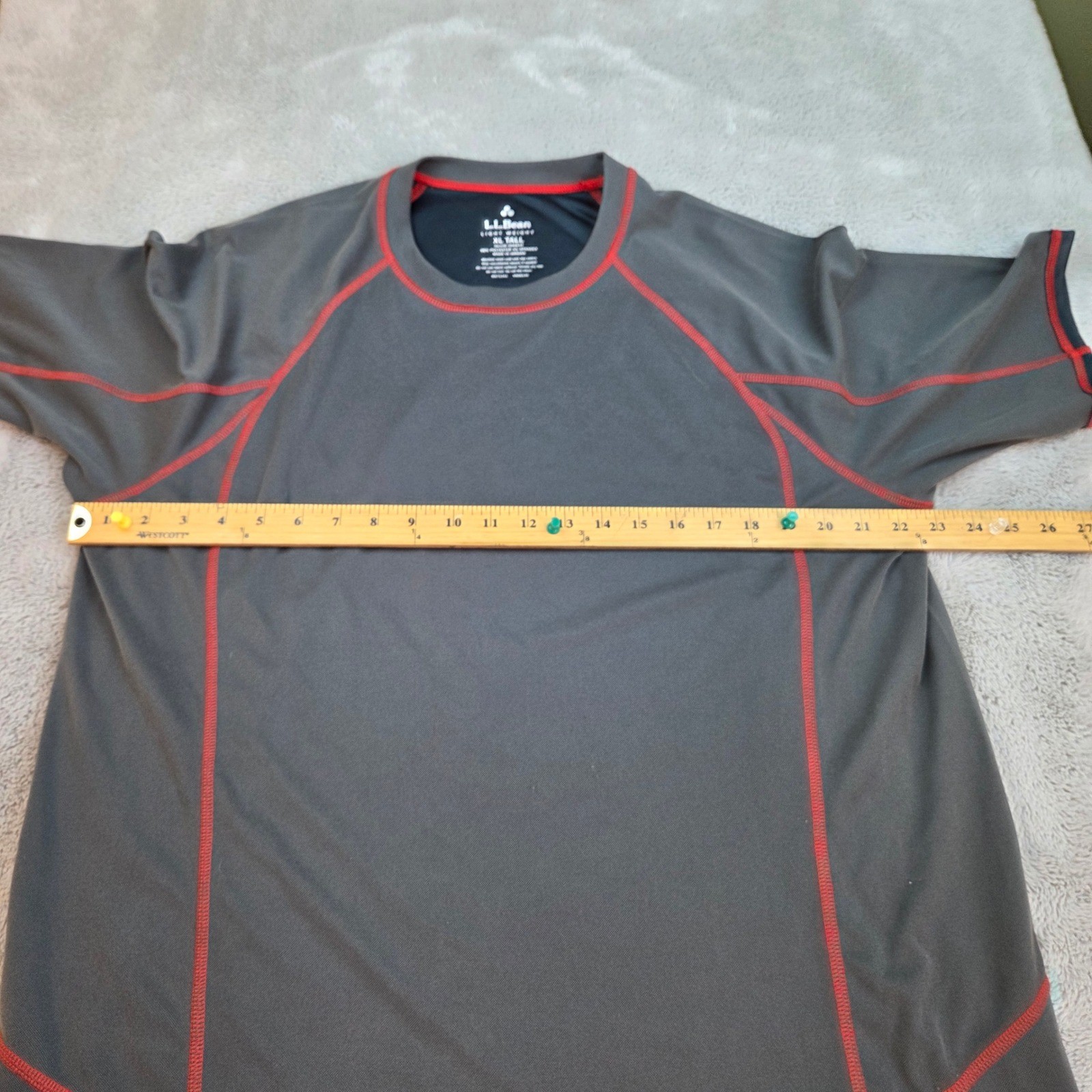L.L. Bean Performance Tee Mens XL Tall Raglan Activewear Contrast Stitching Gray gallery