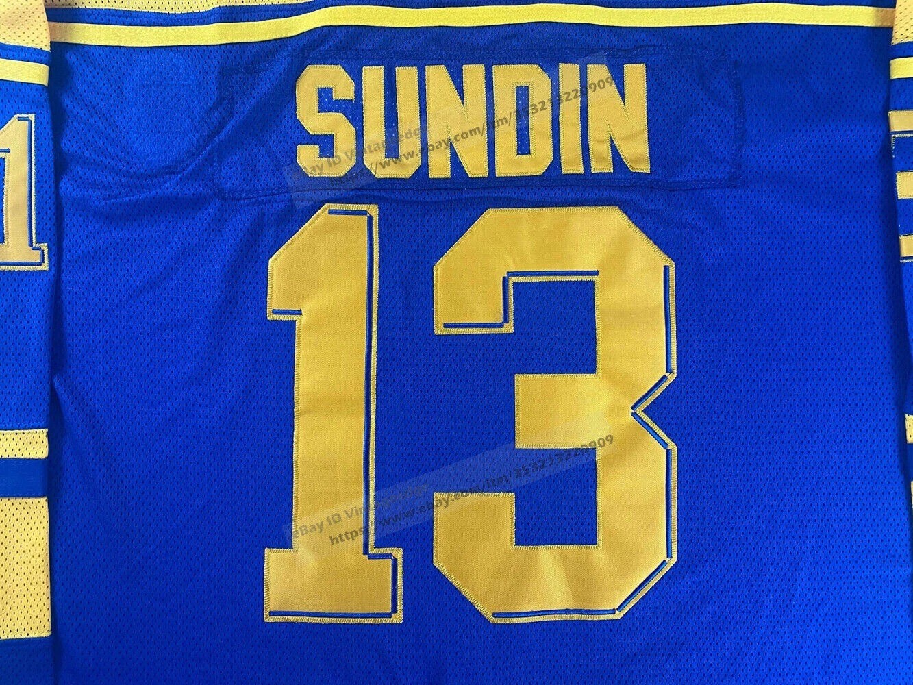 1991 Sundin #13 Team Sweden Hockey Jersey Blue Embroidered Custom Names gallery