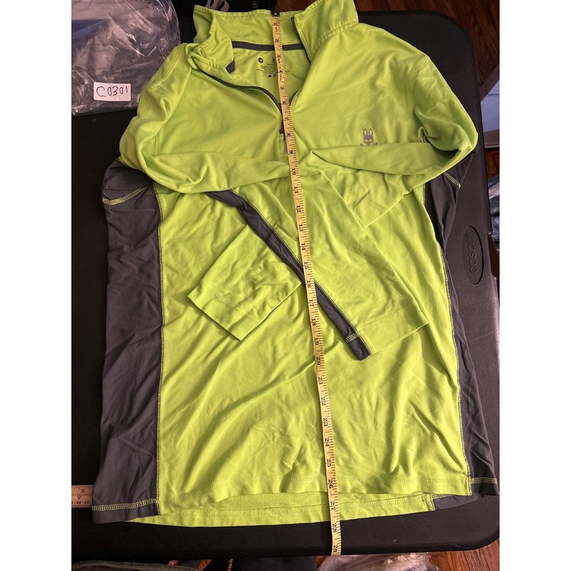 Psycho Bunny Mens Lime Green Quarter Zip Pullover Long Sleeve Shirt gallery