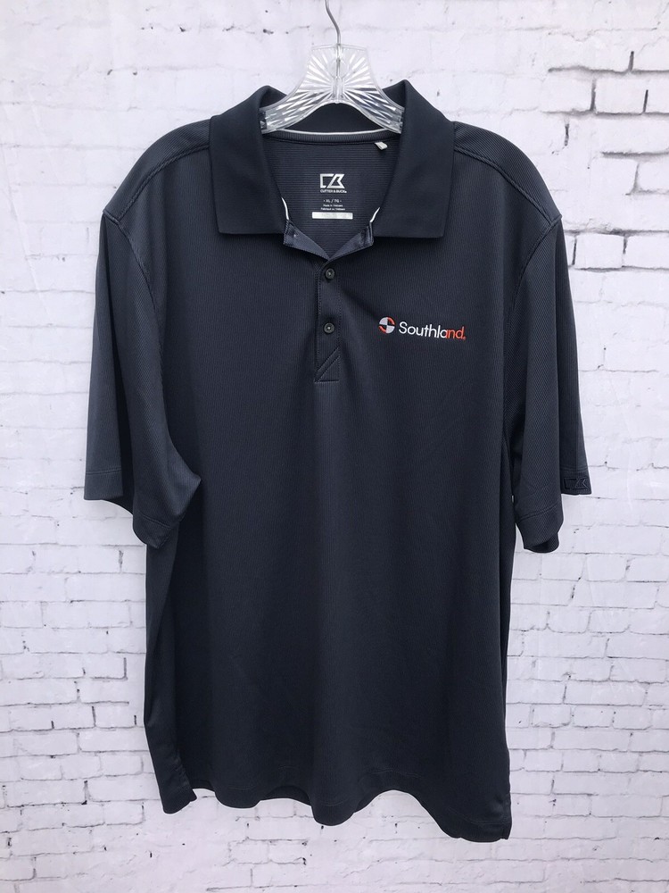 Cutter & Buck Polo Shirt Athletic XL Men's Navy Blue Southland Drytech 50+ CAP