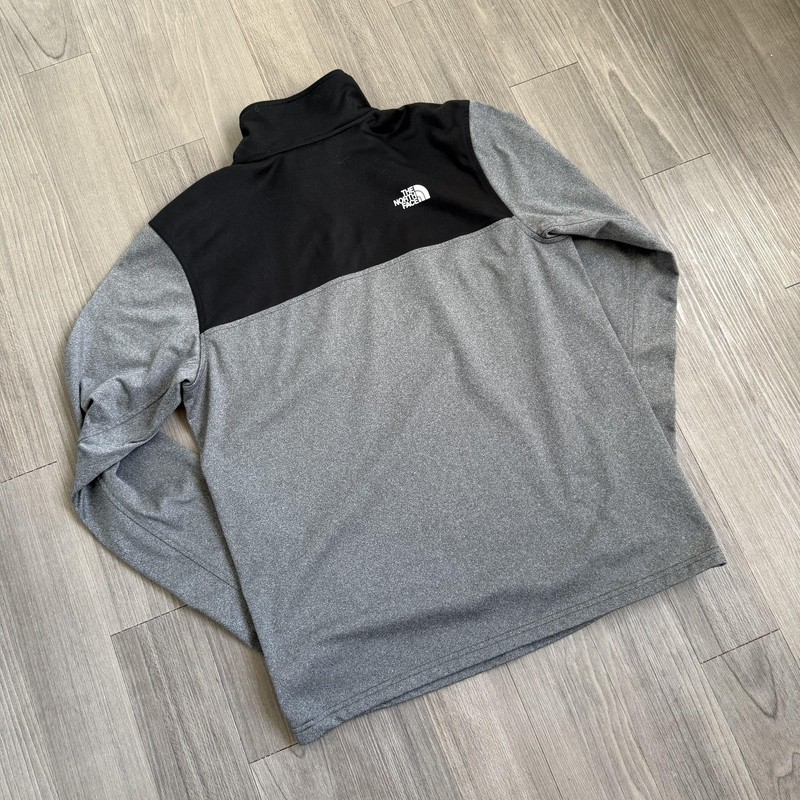 The North Face Pullover Mens Medium Gray Black Fleece 1/4 Zip Colorblock Hiking gallery
