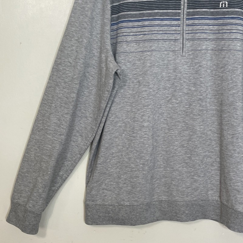 TRAVIS MATTHEW size LARGE Pullover Long Sleeve 1/2 Zip River Run CC Golf GRAY gallery