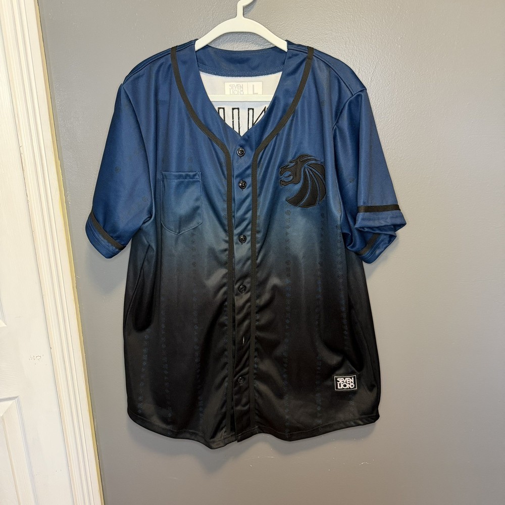 Seven Lions Ophelia Records Baseball Jersey Mens large Blue Black Ombre RARE