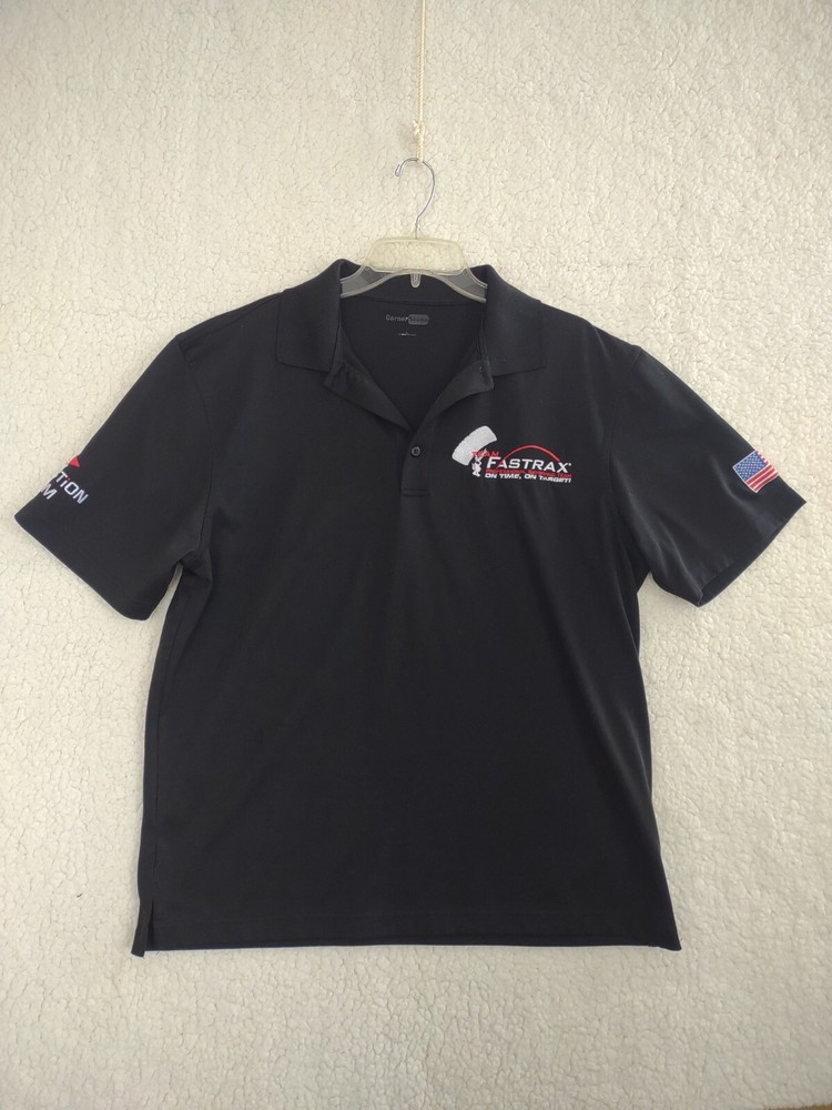 Fastrax Pro Skydiving Team On Time, On Target Polo Shirt Men's Large Black USA