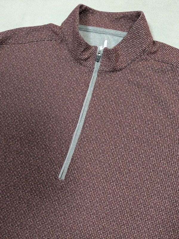 Johnnie O Pullover Mens XL Red Golf Performance Fleece Stretch Houndstooth Logo gallery