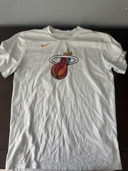 Nike The Nike Tee Dri-FIT Miami Heat Logo Graphic Print White Mens M T-Shirt