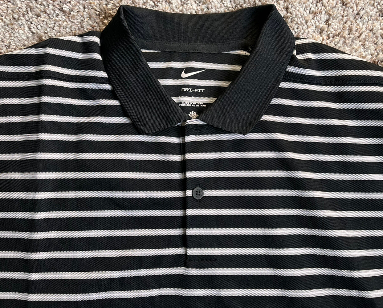 NIKE Men’s GOLF DRI-FIT VICTORY STRIPE POLO SHIRT Black Gray DH0835-010 Large gallery