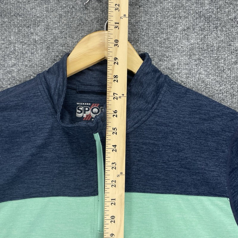 Marine Layer Weekend Sport 1/4 Zip Pullover Sweatshirt Men’s Large Blue Stretch gallery