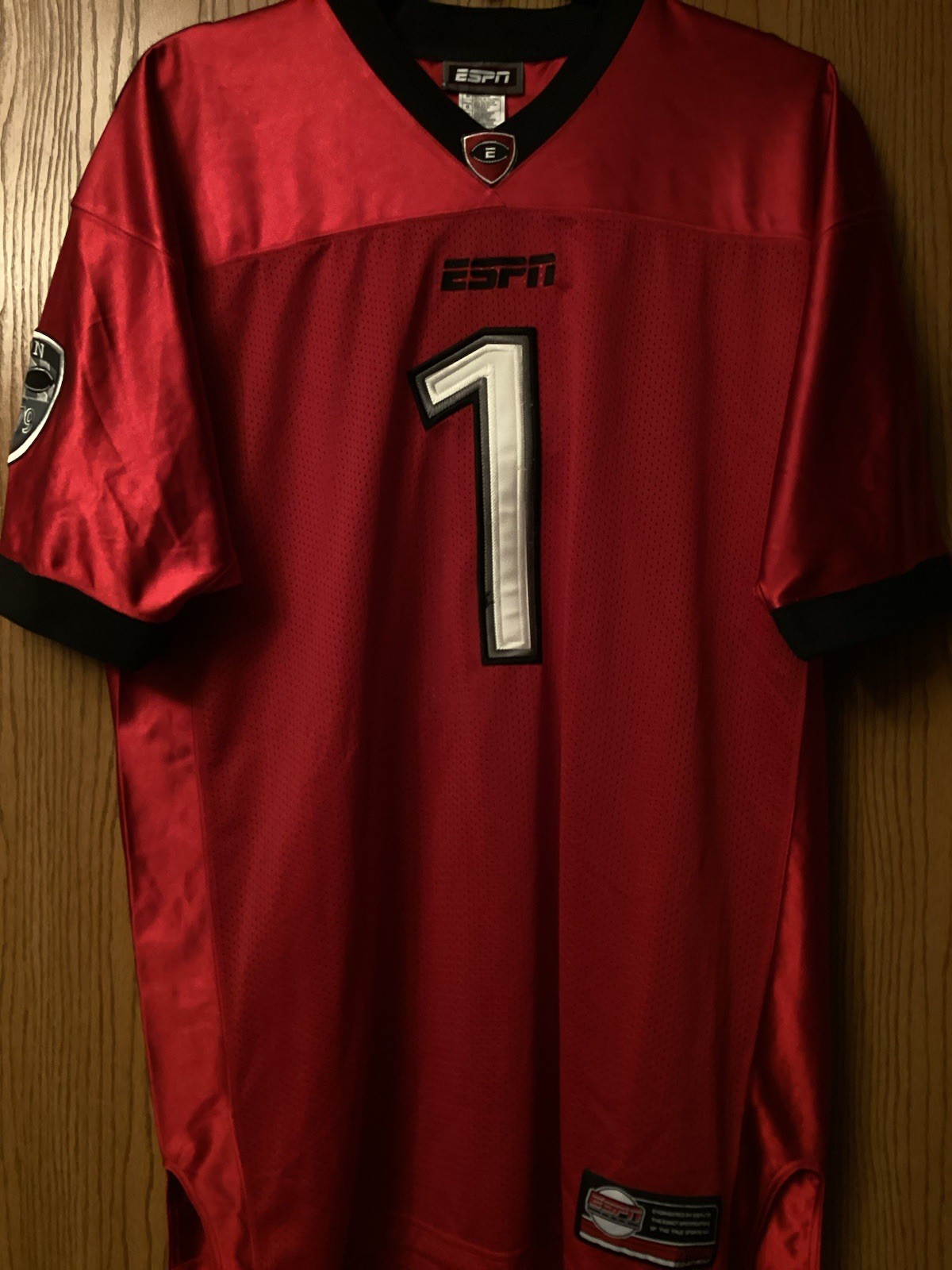 ESPN #1 - Red Football Jersey - 2 Sided - Polyester - V Neck - Embroidered - L gallery