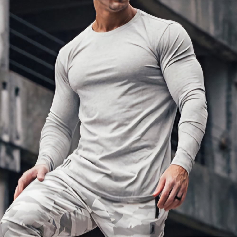 Men Quick Dry Sport Workout Long Sleeve T-Shirt Activewear Swimwear Plus Sz 3XL