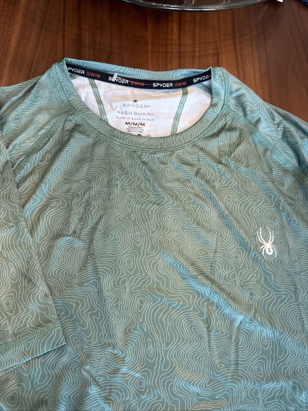Spyder Shirt Mens SZ M Green Swim Rash Guard Shirt UPF 30 Surf Hiking gallery