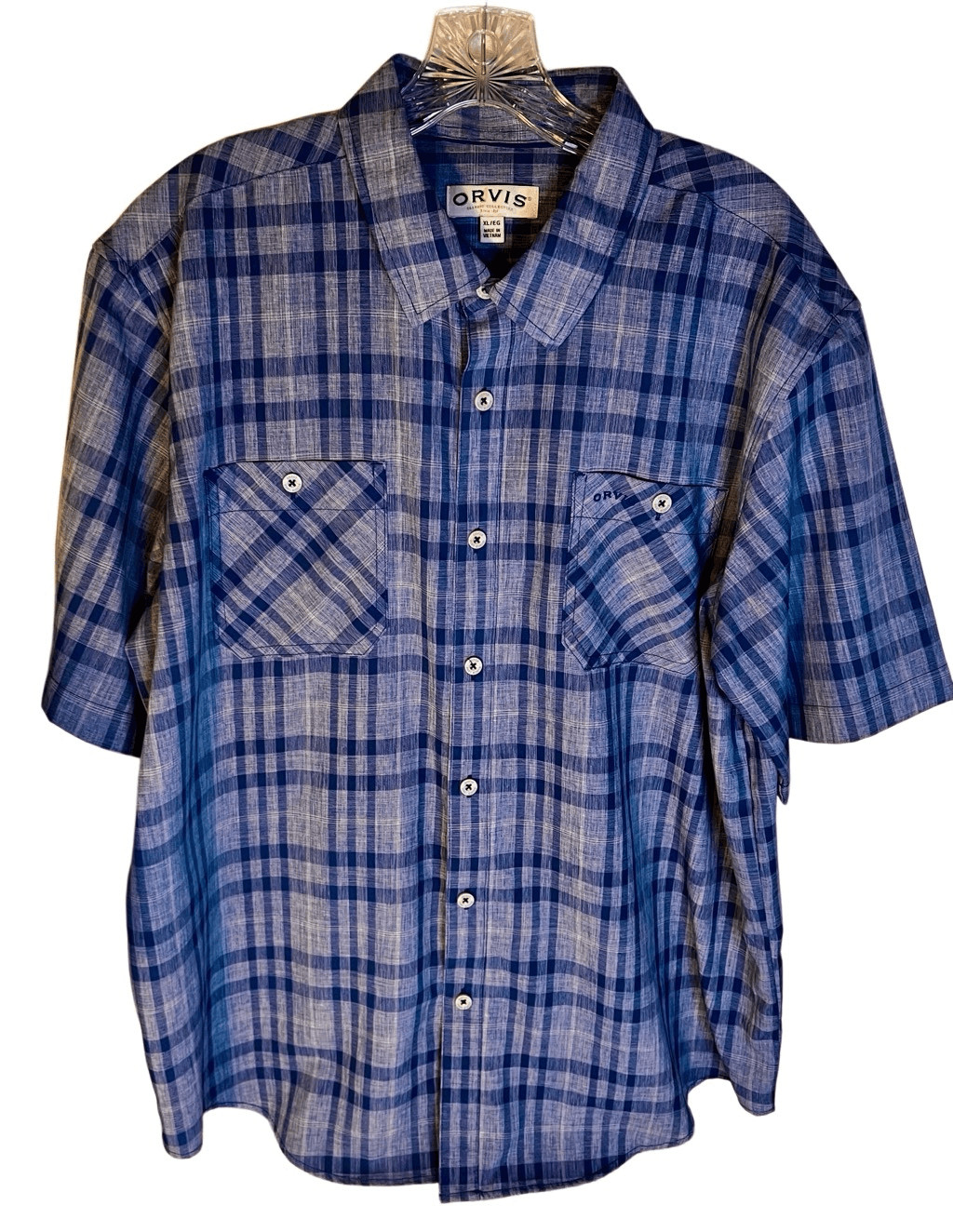 Orvis Tech Shirt Men XL Blue Plaid Button Up Fishing Outdoor Work Gorpcore gallery