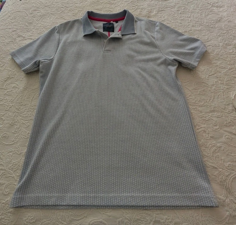 Guide London Premium Knit Polo Shirt Golf Men Blue Gray/White Size Large