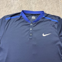 Nike Court Advantage Tennis Polo Shirt Men M Blue Blade Collar 729384