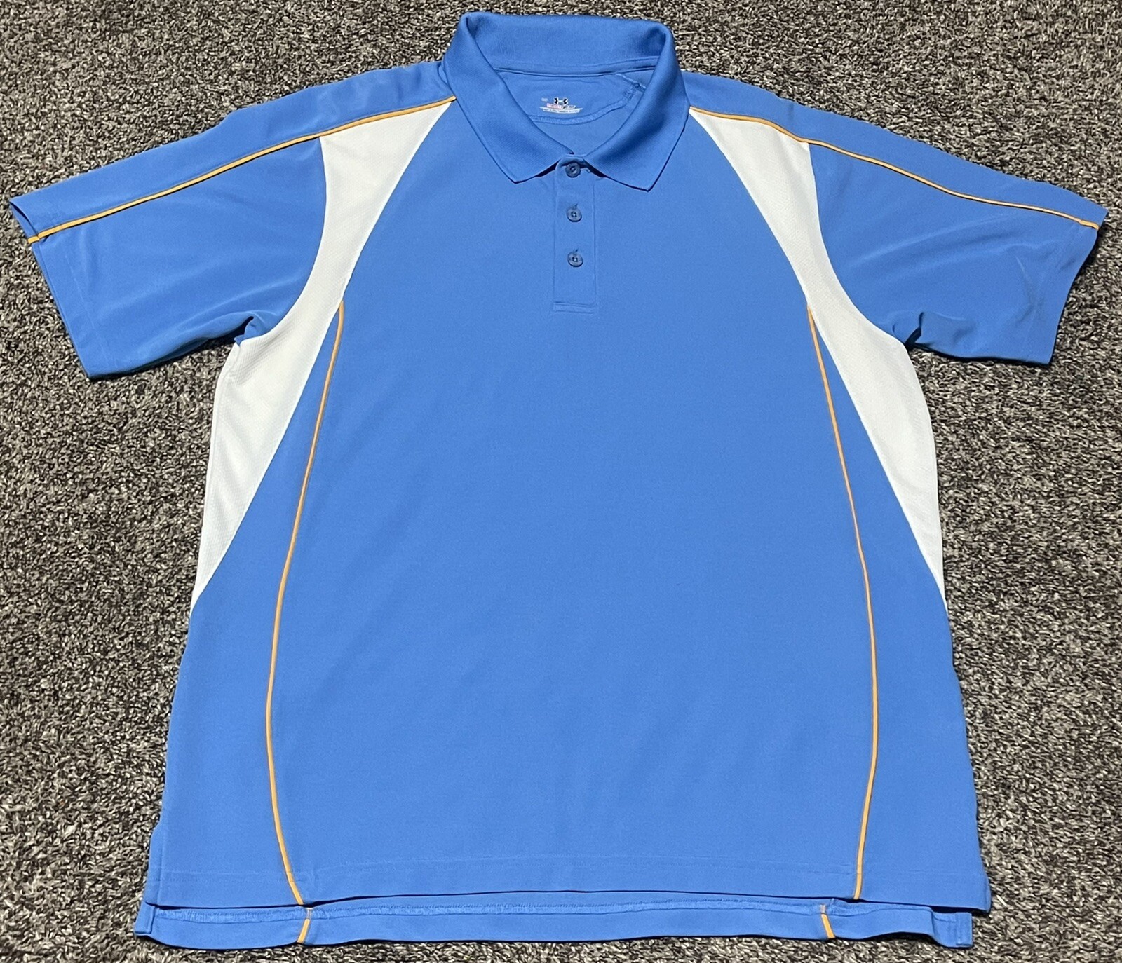 Under Armour Mens Large UCLA Colors Polo Shirt Short Sleeve Blue White Orange gallery