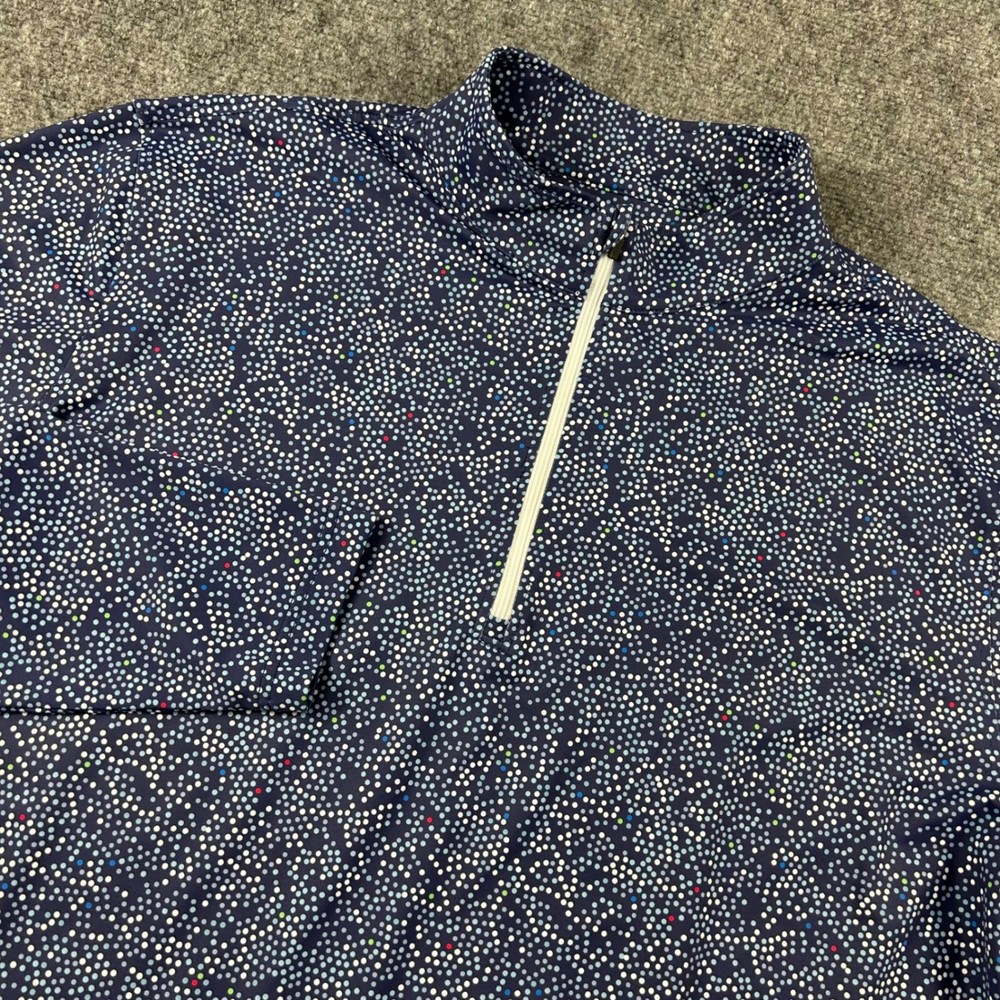 2Putt 1/4 Zip Pullover Mens XL Blue Multicolor Dot Performance Golf Shirt Top