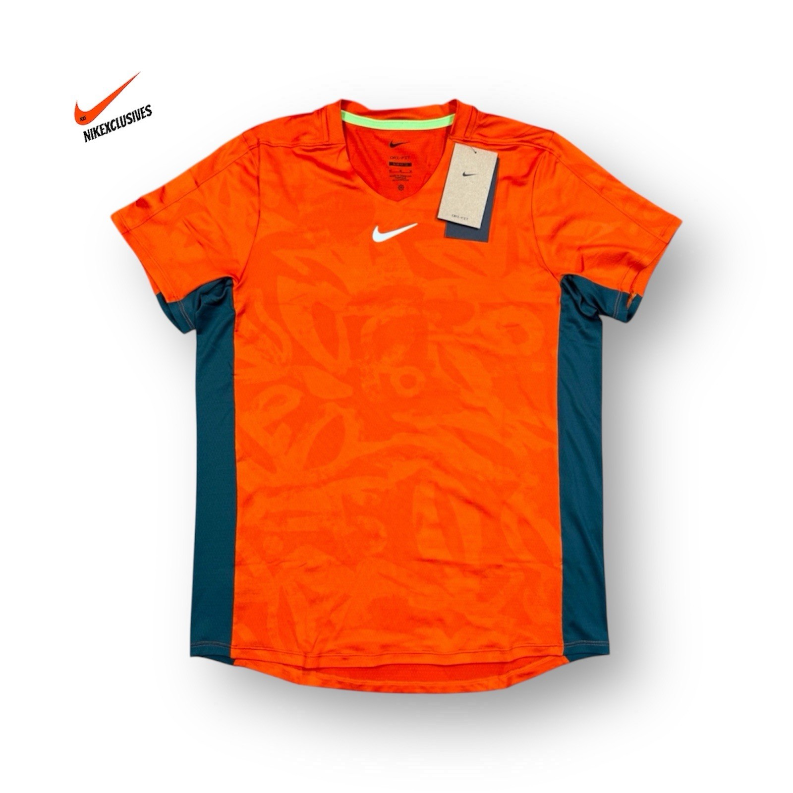Nike Court Advantage Printed Tennis Shirt Orange Dri-FIT DX5538-893 Men’s Size L gallery
