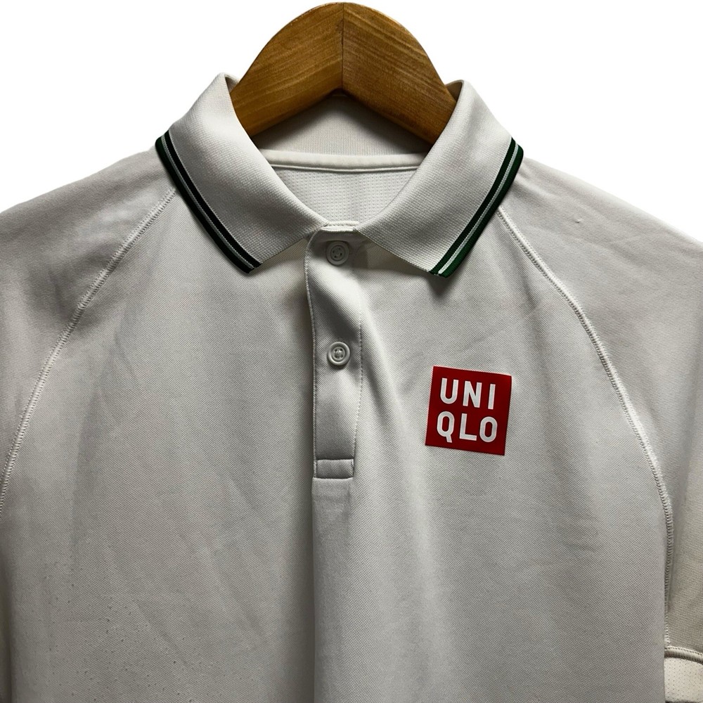 Uniqlo x Kei Nishikori Mens Sz XS Tennis Polo Short Sleeve Shirt White Polyester