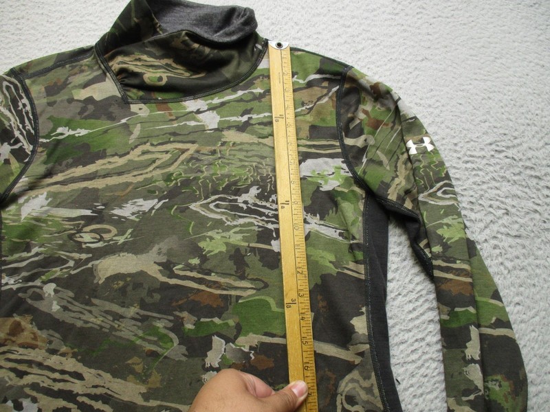 Under Armour Shirt Mens M Green Camo Long Sleeve Mock Neck Base Layer Hunting gallery